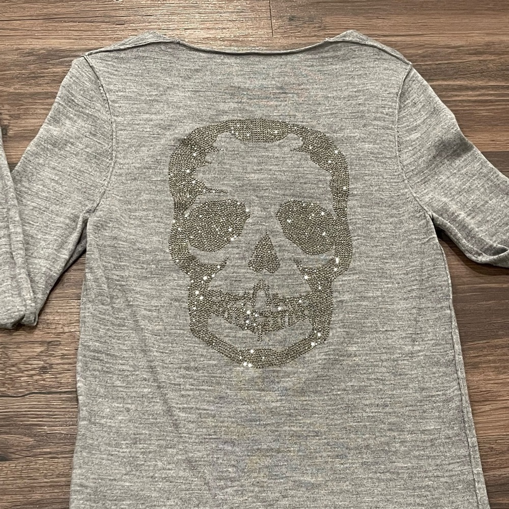 LIKE NEW! Zadig & Voltaire Happy Skull embellished wool sweater. XS. GREY. - Picture 4 of 9